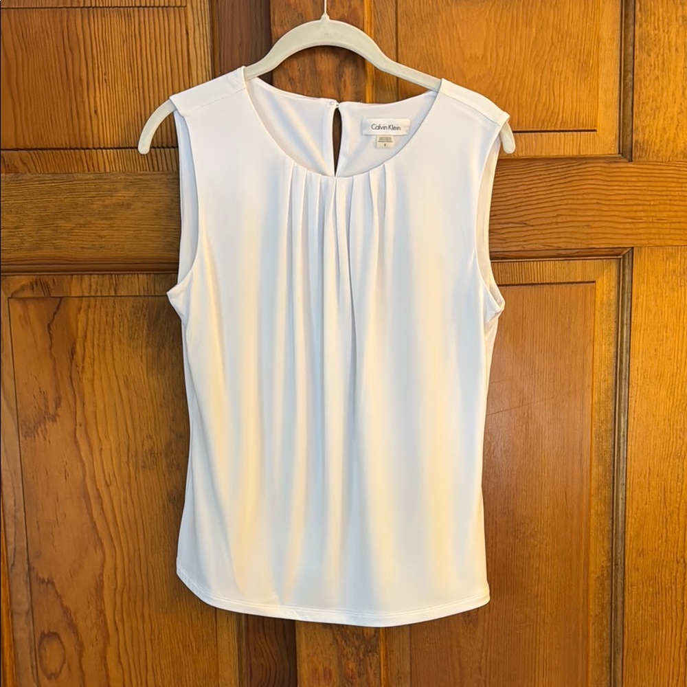 Calvin Klein Women's White Sleeveless Blouse